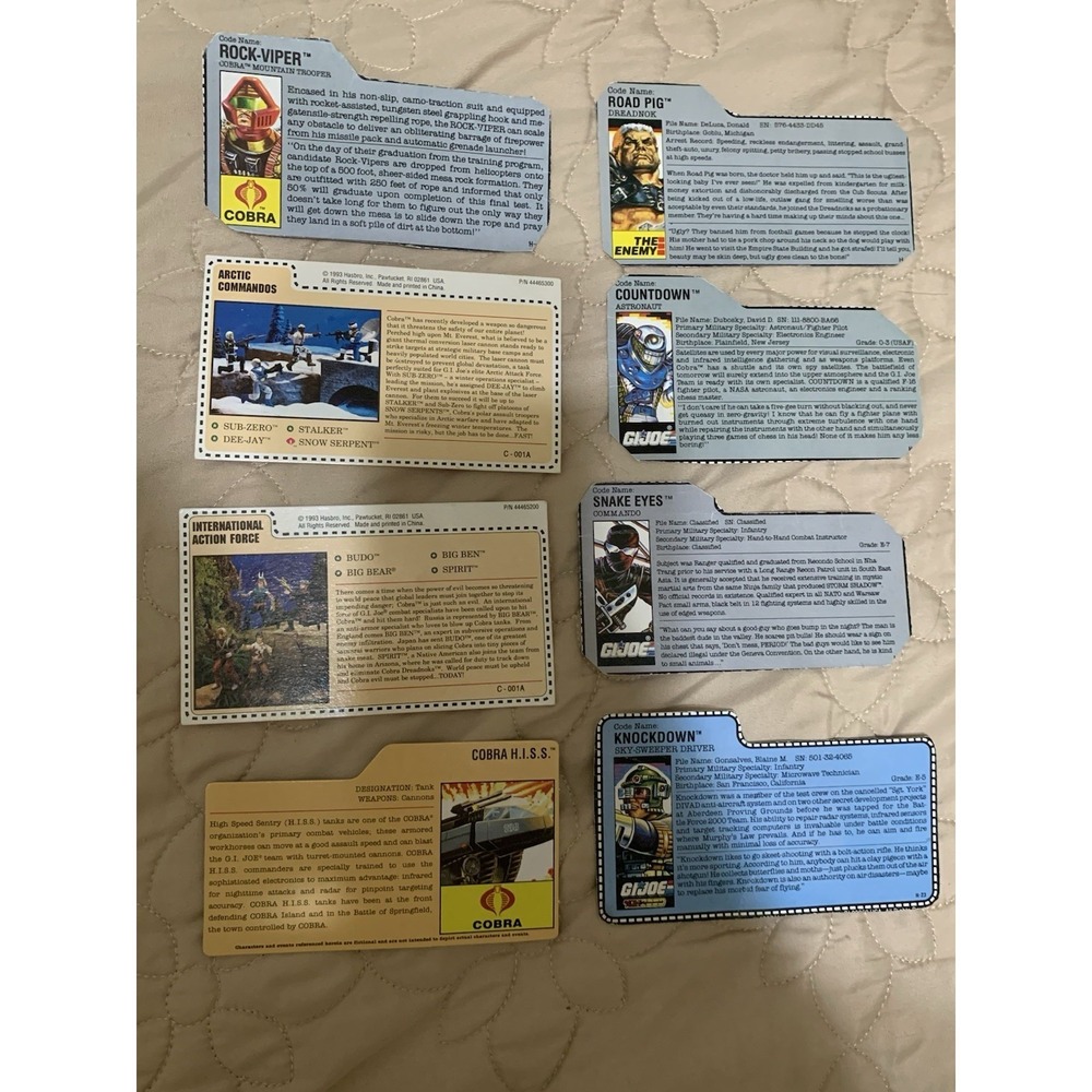 1980s-00s GI JOE ARCTIC COMMANDOS International Action Force‎ Mail FILE CARD LOT